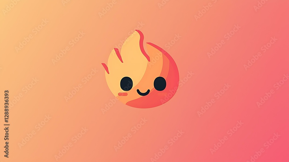 A fire emoji on a gradient orange background, minimal flat design, isolated A fire emoji on a gradient orange background, minimal flat design, isolated