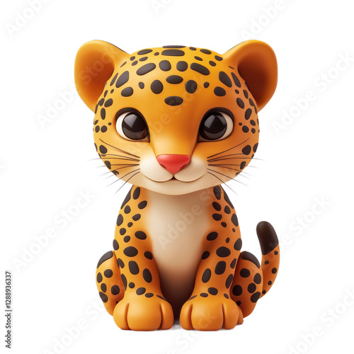 3D vector icon of Amur leopard isolated on transparency background
