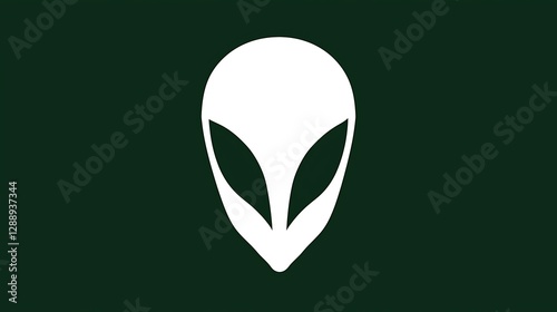 A alien emoji on a dark green background, minimal flat design, isolated