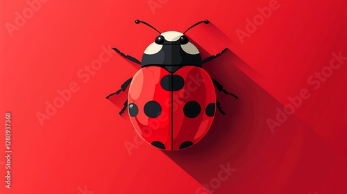 A ladybug emoji on a bright red background, minimal flat design, isolated