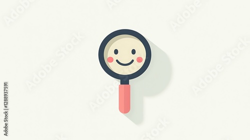 A magnifying glass emoji on a white background, minimal flat design, isolated