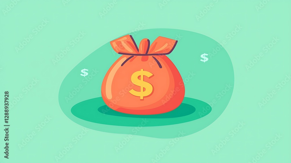 A money bag emoji on a green gradient background, minimal flat design, isolated A money bag emoji on a green gradient background, minimal flat design, isolated