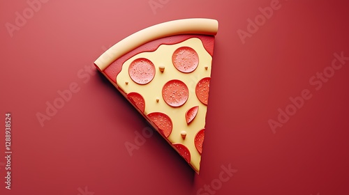 A pizza emoji on a warm red background, minimal flat design, isolated