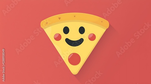 A pizza emoji on a warm red background, minimal flat design, isolated