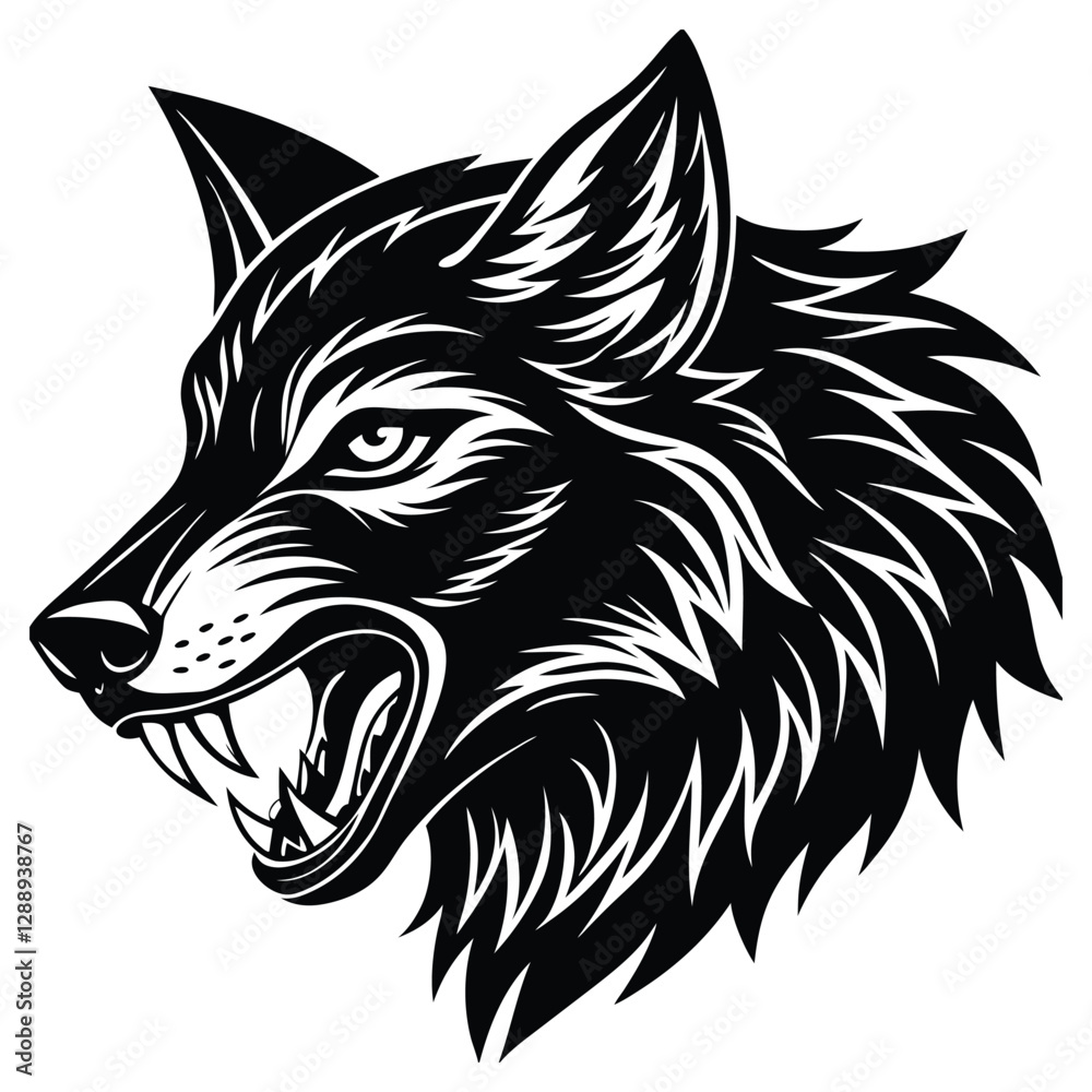Fototapeta premium howling wolf head vector art illustration