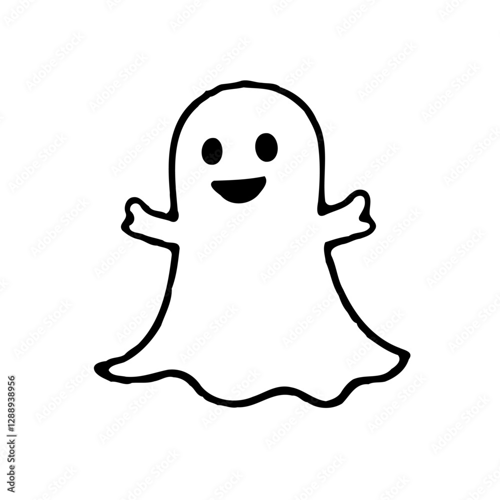 Whimsical Ghostly Figure Halloween Illustration Whimsical Ghostly Figure Halloween Illustration