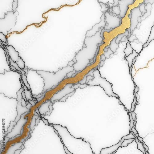 Gold Veined White Marble Texture Abstract Design

