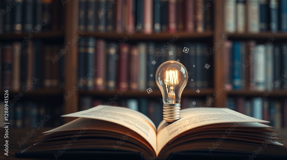 Quiet Moments, Reading in the Library's Warm Glow Quiet Moments, Reading in the Library's Warm Glow