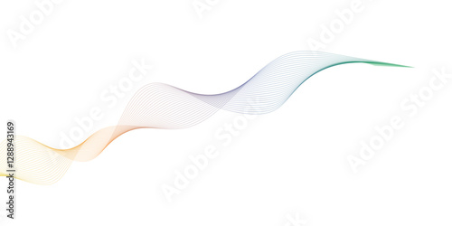 Colorful gradient abstract wave lines poster, vector illustration isolated on white.