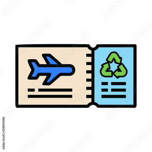 Sustainable Tourism Eco Flight Ticket Icon photo