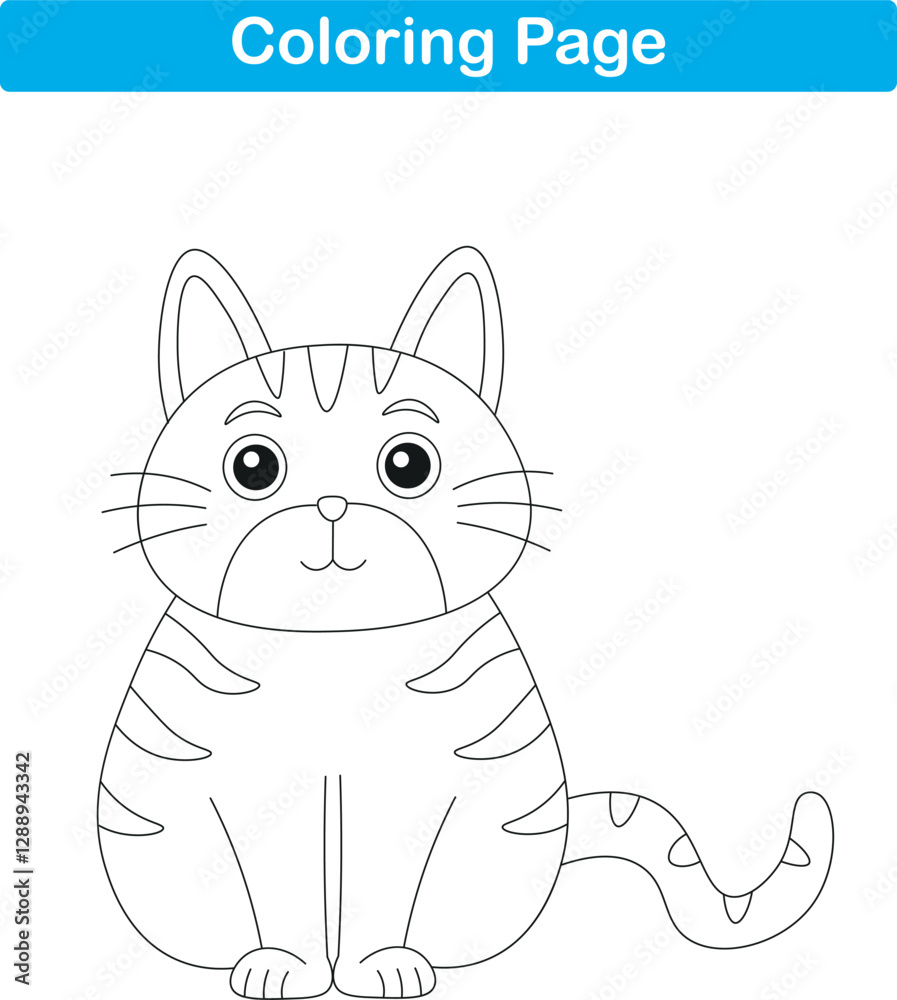 Fototapeta premium Funny cartoon cat. Coloring pages. Vector illustration