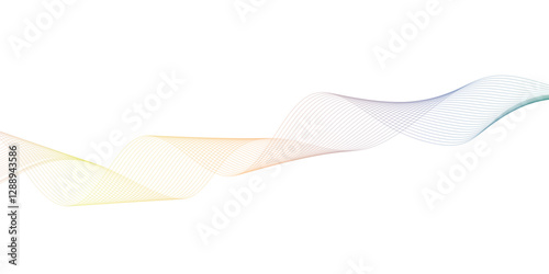  Colorful gradient abstract wave lines poster, vector illustration isolated on white.