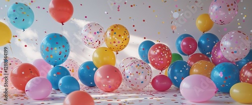 Colorful Balloons with Confetti for Festive Celebrations and Events.