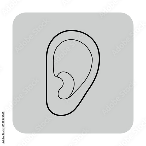 Simple outline of ear. Suitable for health-related contexts, including medical applications and informational materials