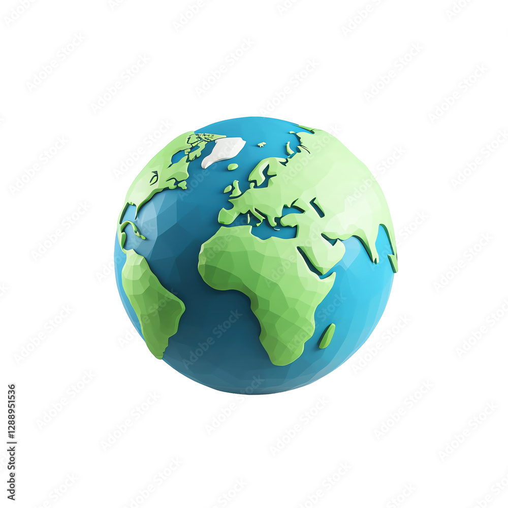 Isolated Low Poly Earth Globe