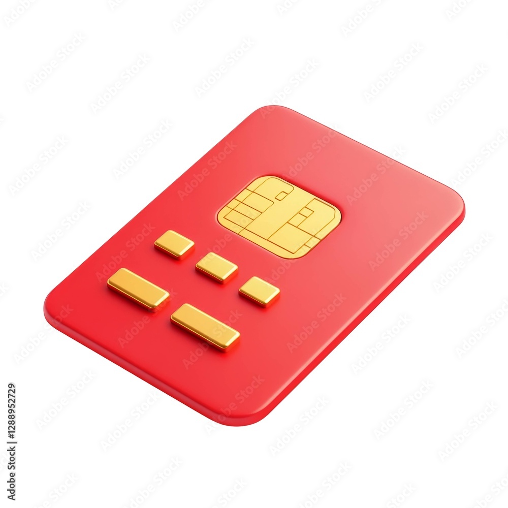 Red credit card chip isolated on black emphasizing security and modern payment technology Red credit card chip isolated on black emphasizing security and modern payment technology