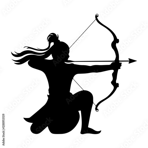 Shree ram silhouette vector on white background.