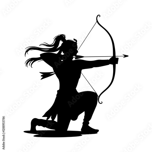 Shree ram silhouette vector on white background.