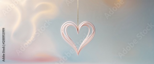 Hanging Heart Ornament on Abstract Background photo