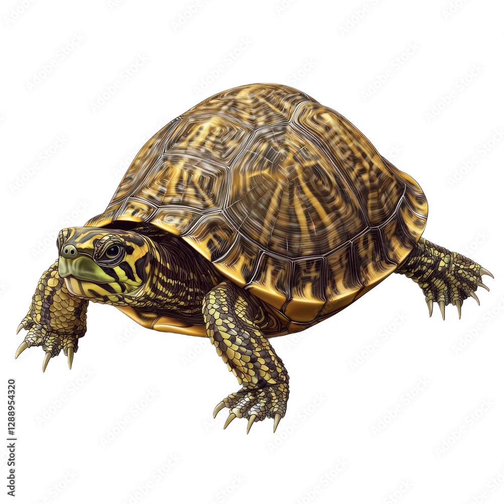 Obraz premium 3D vector icon of Box turtle isolated on transparency background