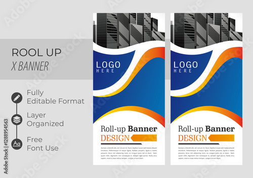 Professional Unique Corporate Roll Up Banner Signage Standee Template for Multipurpose