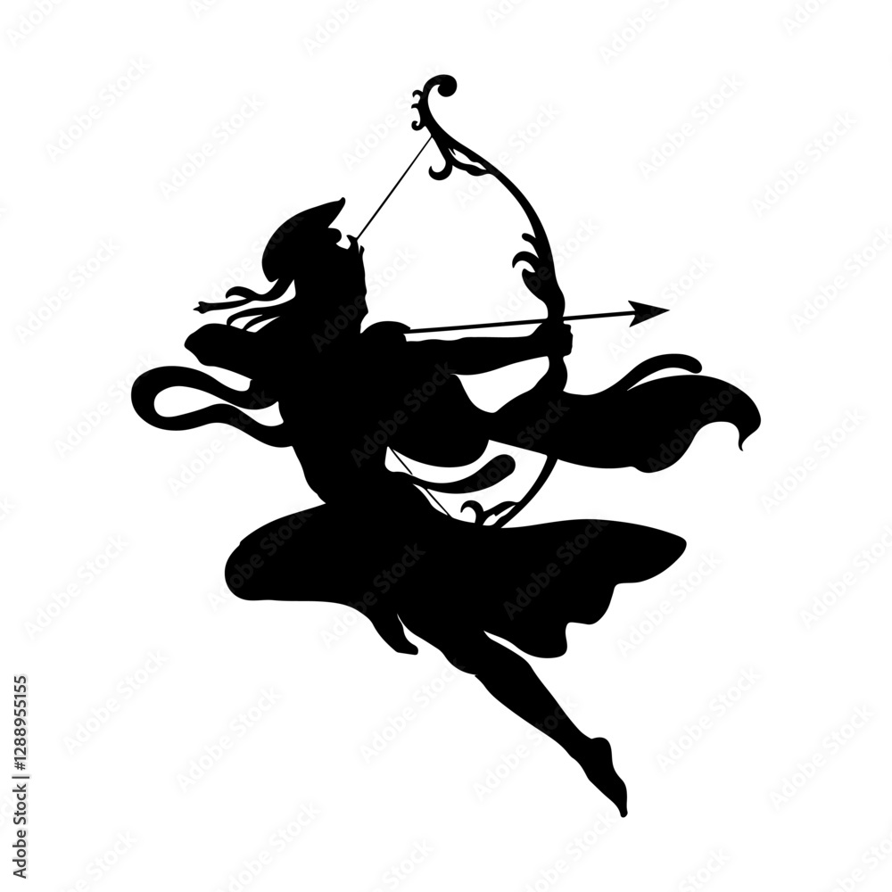 Fototapeta premium Shree ram silhouette vector on white background.