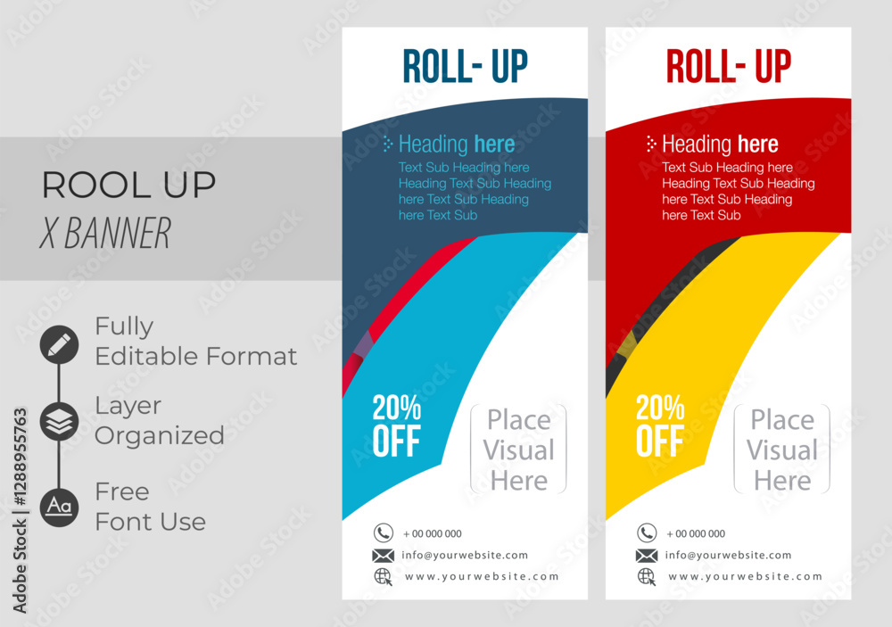 Obraz premium Professional Unique Corporate Roll Up Banner Signage Standee Template for Multipurpose