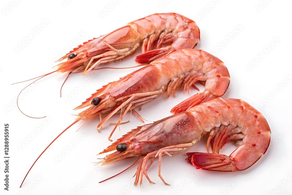 Fresh King Prawns on a White Background Fresh King Prawns on a White Background