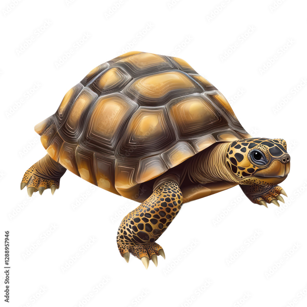 Obraz premium 3D vector icon of Russian tortoise isolated on transparency background