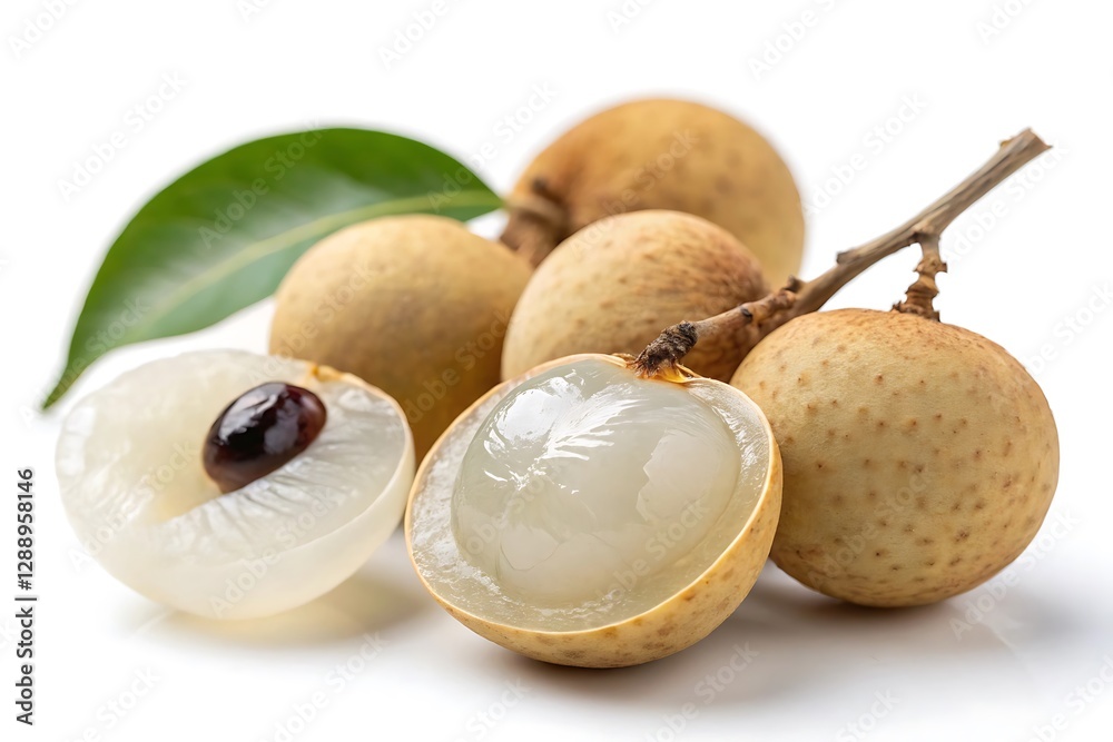 Fresh Longan on a White Background – Exotic Tropical Fruit Fresh Longan on a White Background – Exotic Tropical Fruit