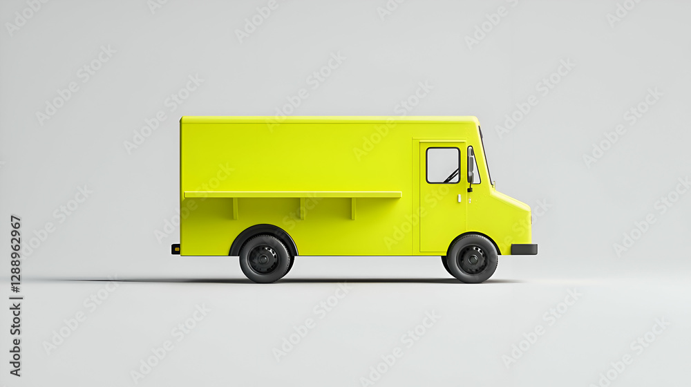Yellow Food Truck on White Background Yellow Food Truck on White Background