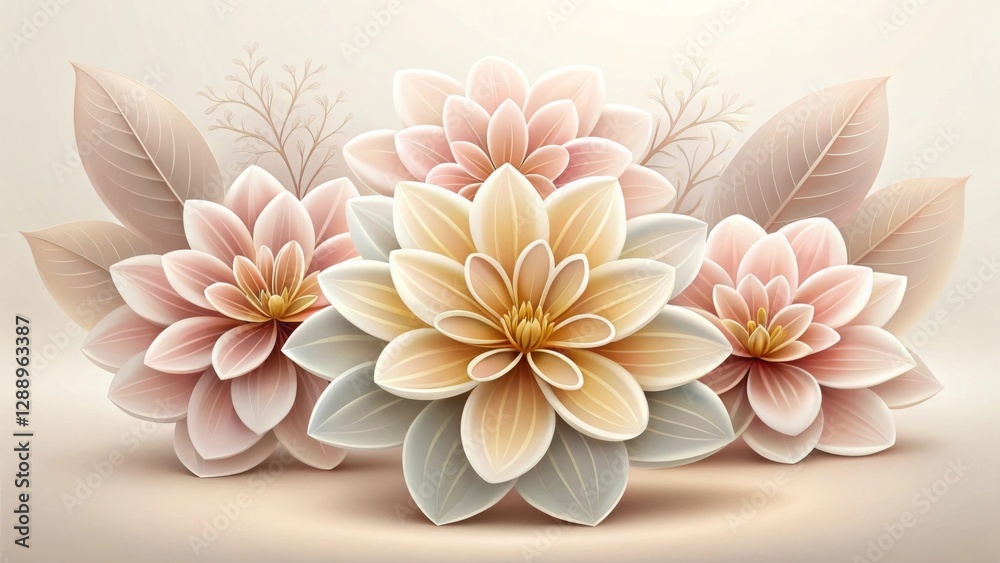 Fototapeta premium A simple yet elegant botanical illustration featuring delicate flowers and subtle textures. Flower wallpaper