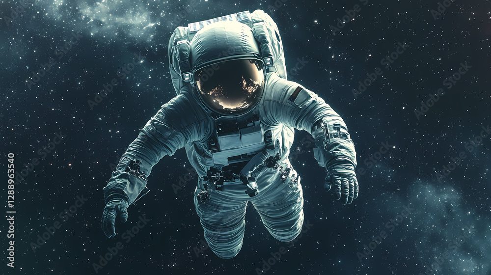 An astronaut lost in space falling and floating adrift. Cosmic Astronaut Reflection. Illustration An astronaut lost in space falling and floating adrift. Cosmic Astronaut Reflection. Illustration