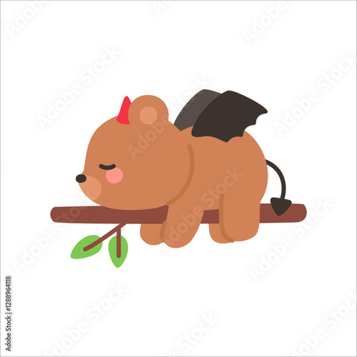 Devil Bear Sleeping on a Tree Branch