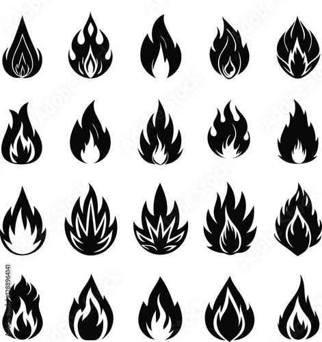 fire flame set vector illustration