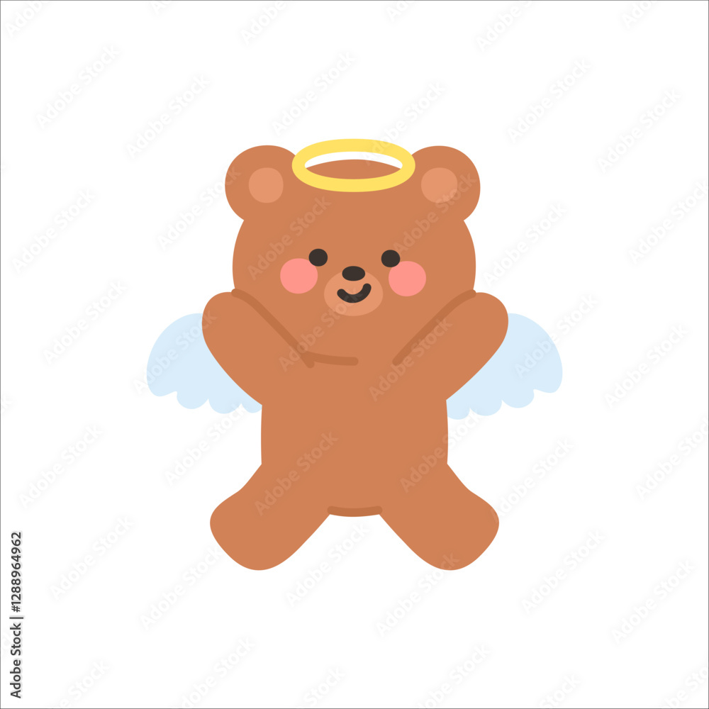 Obraz premium Cute Angel Bear with Hands on Cheeks in Delightful Pose