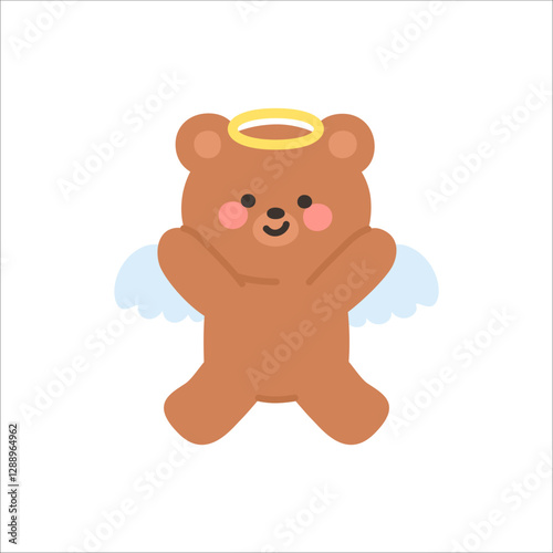 Cute Angel Bear with Hands on Cheeks in Delightful Pose