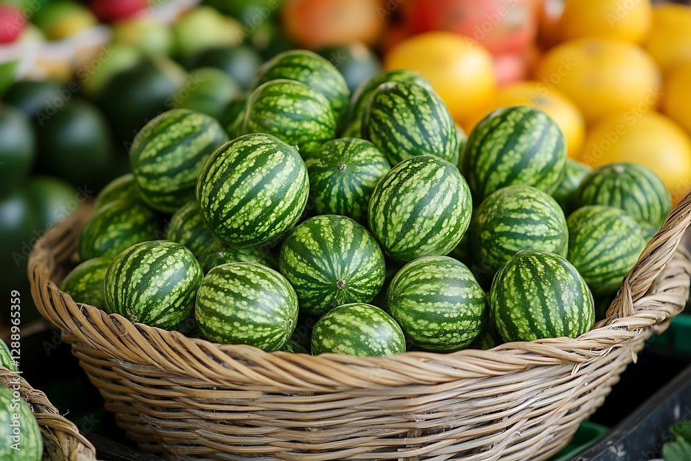 Fototapeta premium Fresh Watermelon Basket Market