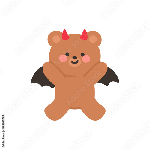 Devil Bear Jumping with Arms Raised