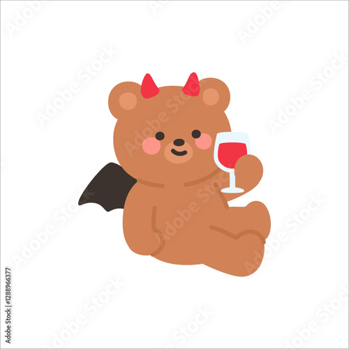 Devil Bear Sitting and Raising a Wine Glass