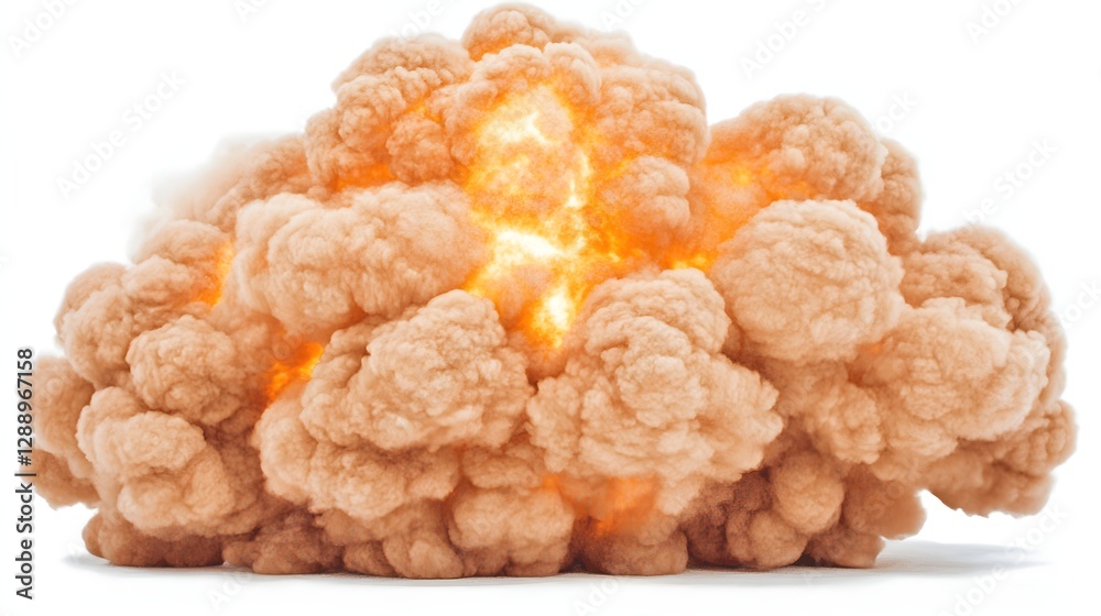 Large Explosion Cloud Creating Orange Smoke with Fire and Energy Rising Dramatically Large Explosion Cloud Creating Orange Smoke with Fire and Energy Rising Dramatically