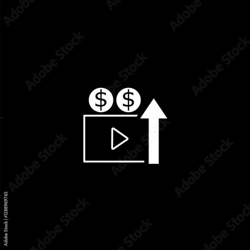 Earning money from video uploading and promotion isolated on black background