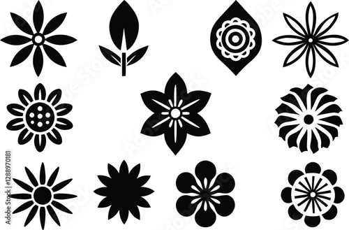 flowers icon set vector illustration