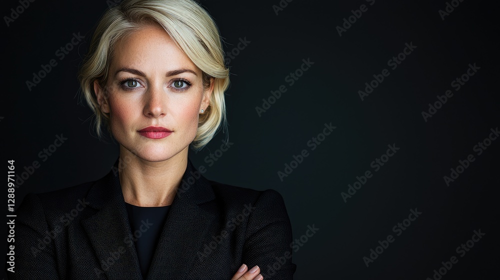 Confident businesswoman portrait, dark background, studio shot, professional headshot Confident businesswoman portrait, dark background, studio shot, professional headshot