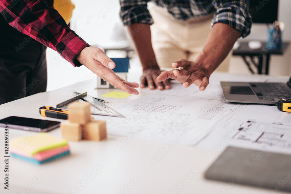 Two people are working on a project together Two people are working on a project together