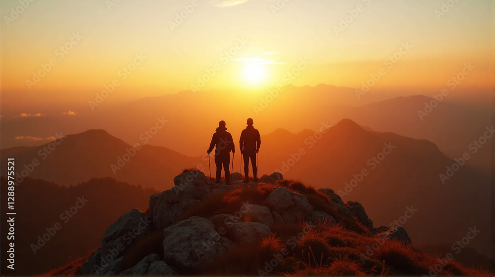 silhouette of a man on a mountain top silhouette of a man on a mountain top