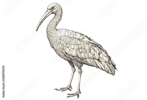 Aquatic animal wildlife vector, hand-drawn ibis sketch, black effect illustration, antique style print, vintage wildlife art, rodent drawing, nature vector, classic art design
