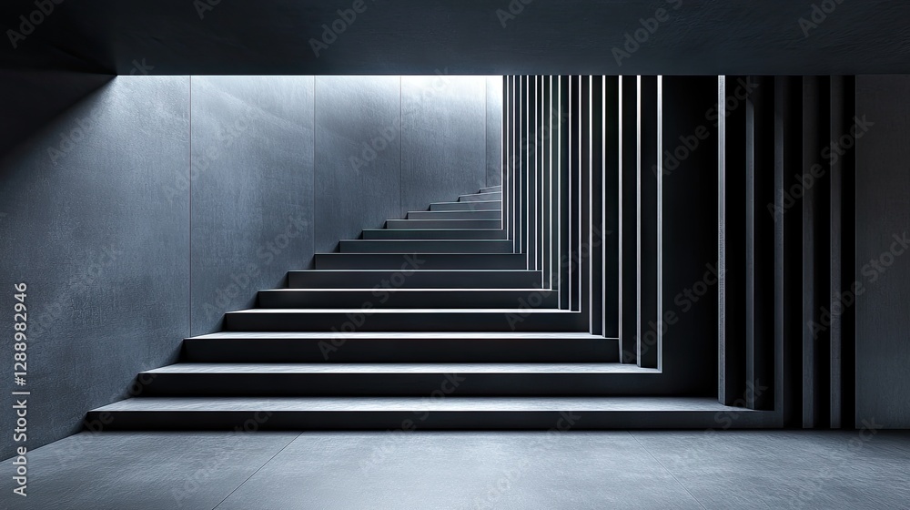Fototapeta premium Modern concrete stairs leading to light, interior design
