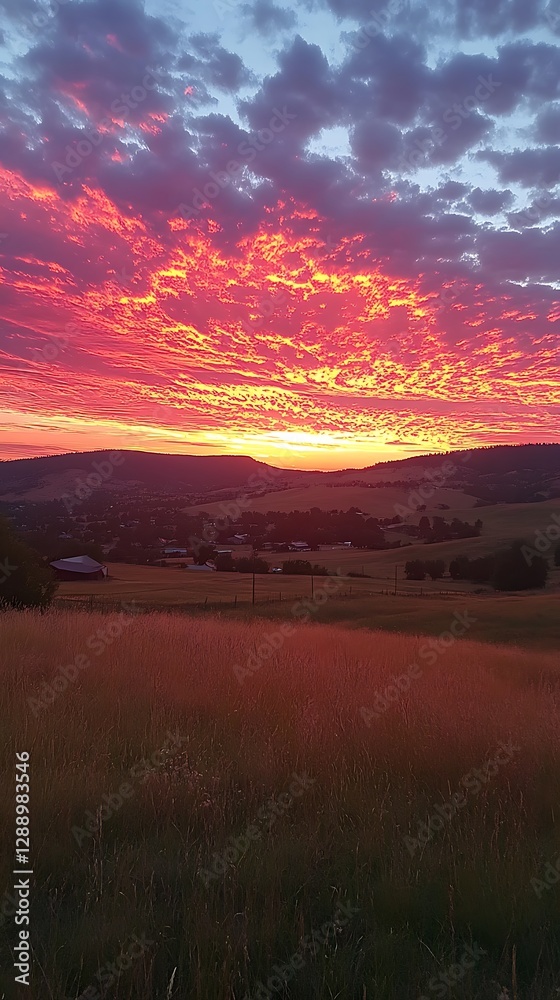 Obraz premium Sunrise over Valley Fields