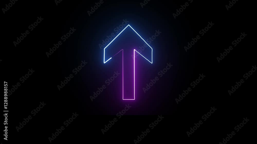 Abstract glowing neon up and down arrow icon animation on black background. Neon upload arrow icon animation on 4k video Abstract glowing neon up and down arrow icon animation on black background. Neon upload arrow icon animation on 4k video